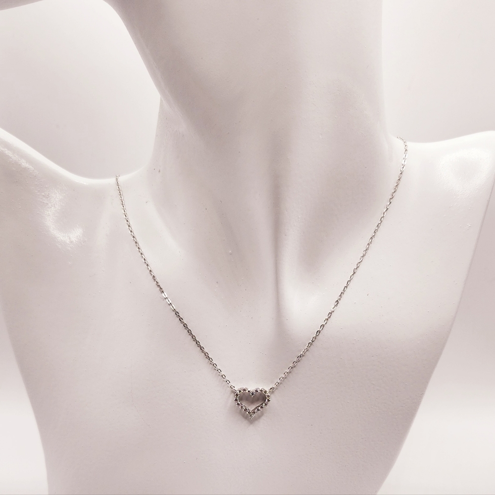 Open heart moissanite pendant necklace